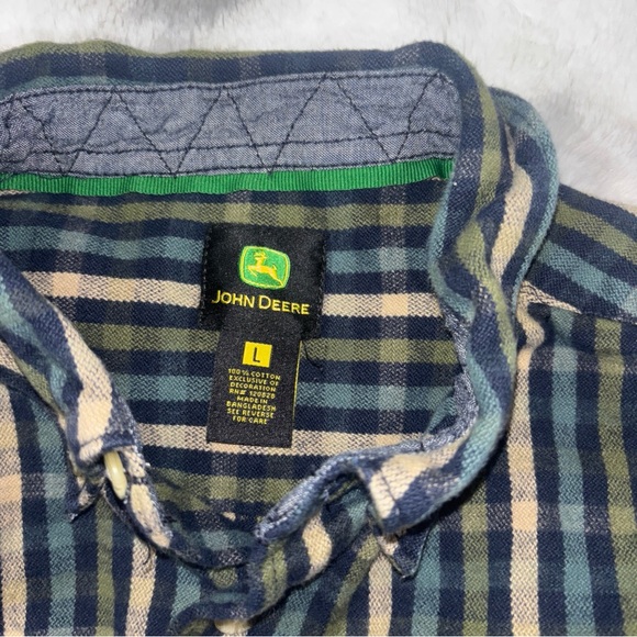 John Deere Navy and Beige Plaid Shirt - Picture 3 of 3